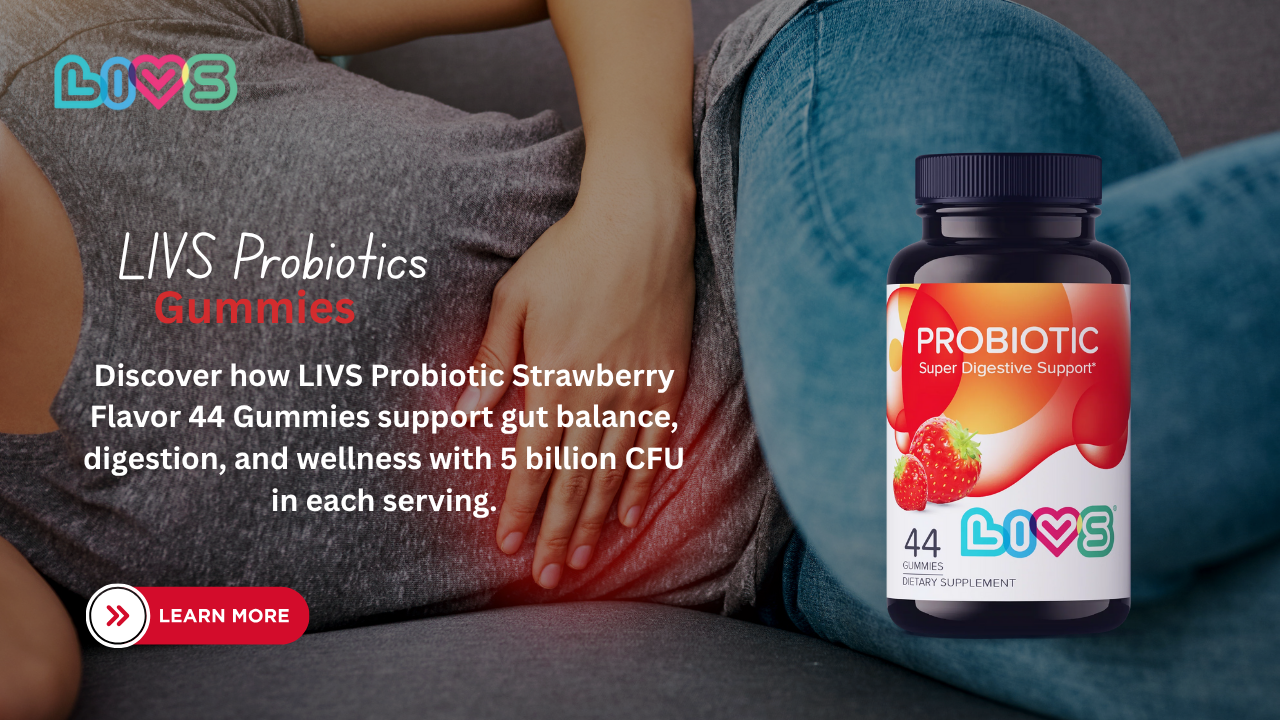 LIVS probiotic strawberry flavor 44 gummies