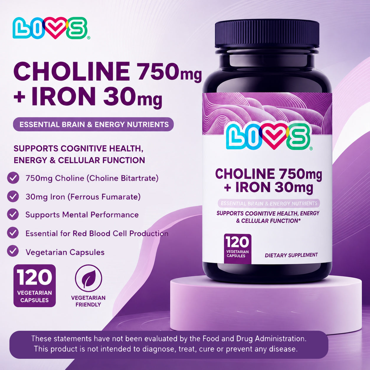 Choline 750mg + Iron 30mg